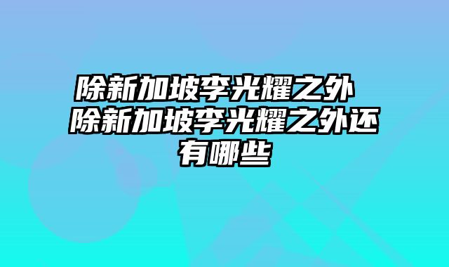 除新加坡李光耀之外 除新加坡李光耀之外还有哪些