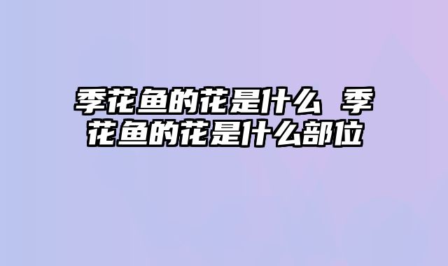 季花鱼的花是什么 季花鱼的花是什么部位