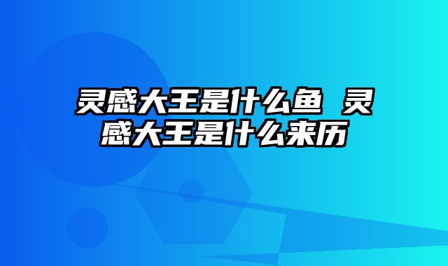 灵感大王是什么鱼 灵感大王是什么来历