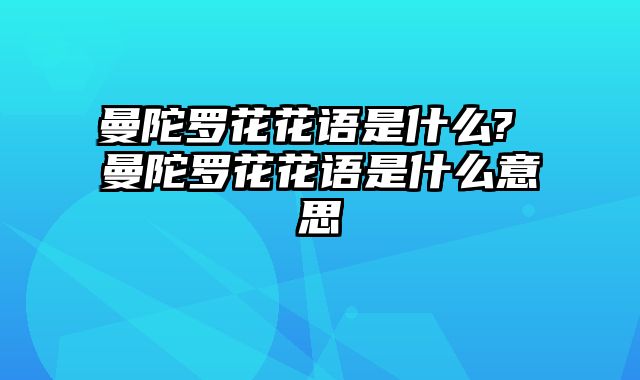 曼陀罗花花语是什么? 曼陀罗花花语是什么意思