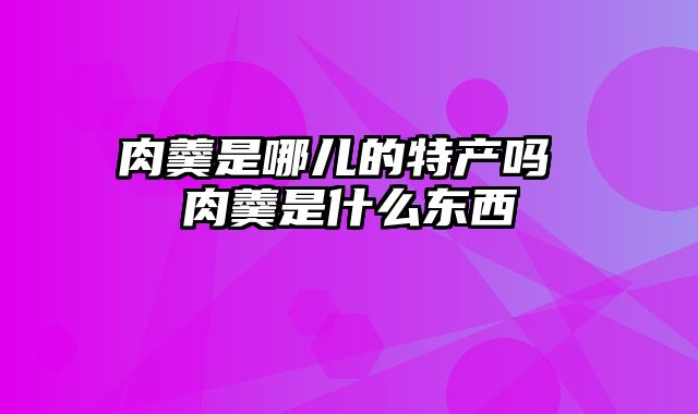 肉羹是哪儿的特产吗 肉羹是什么东西