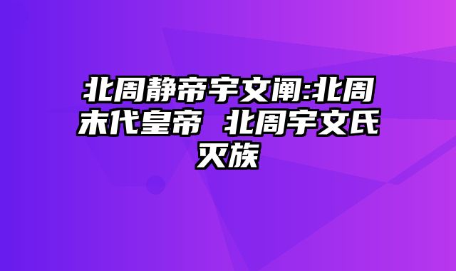 北周静帝宇文阐:北周末代皇帝 北周宇文氏灭族