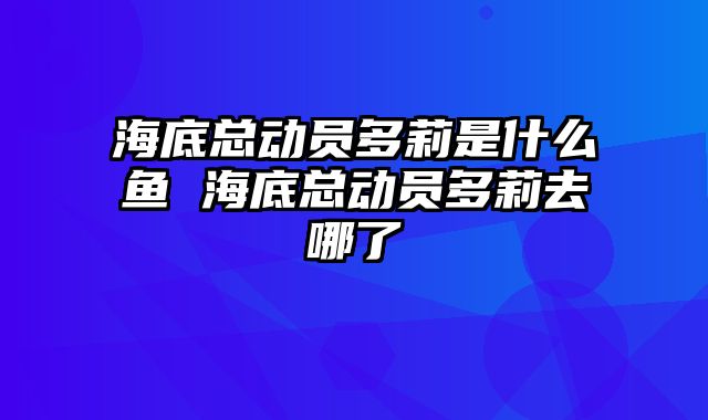 海底总动员多莉是什么鱼 海底总动员多莉去哪了