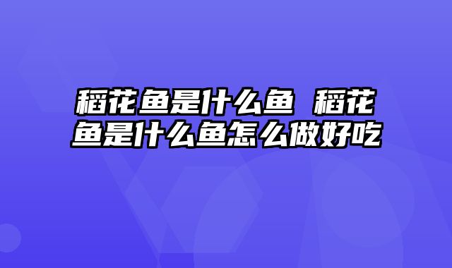 稻花鱼是什么鱼 稻花鱼是什么鱼怎么做好吃