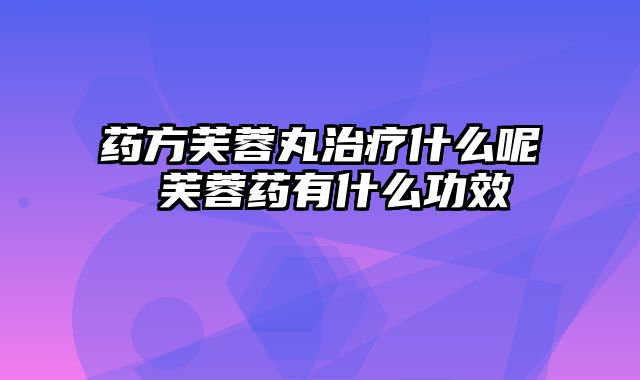 药方芙蓉丸治疗什么呢 芙蓉药有什么功效