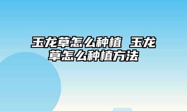 玉龙草怎么种植 玉龙草怎么种植方法