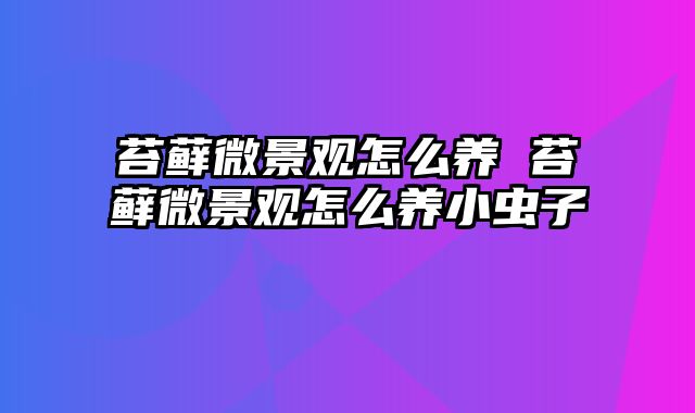 苔藓微景观怎么养 苔藓微景观怎么养小虫子