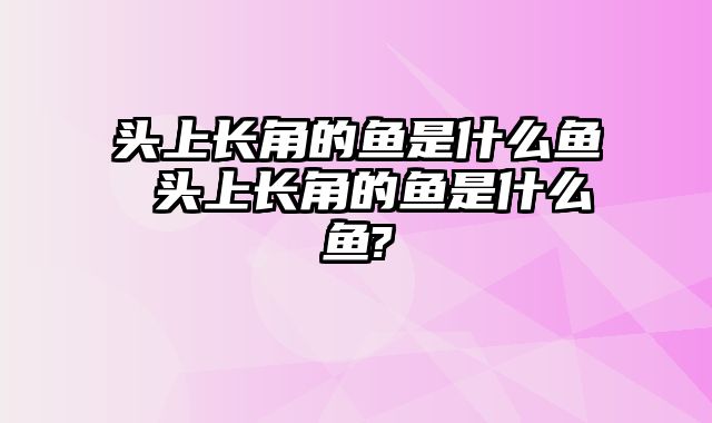 头上长角的鱼是什么鱼 头上长角的鱼是什么鱼?