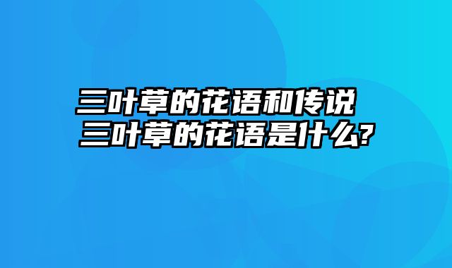三叶草的花语和传说 三叶草的花语是什么?