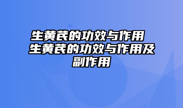 生黄芪的功效与作用 生黄芪的功效与作用及副作用