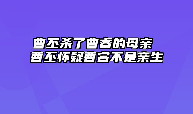 曹丕杀了曹睿的母亲 曹丕怀疑曹睿不是亲生