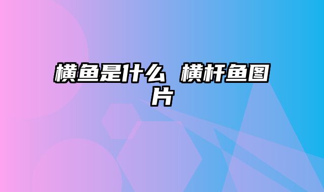 横鱼是什么 横杆鱼图片