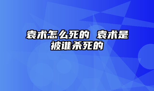 袁术怎么死的 袁术是被谁杀死的