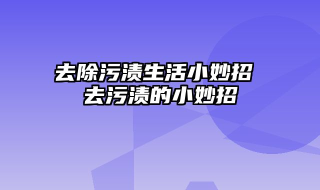 去除污渍生活小妙招 去污渍的小妙招