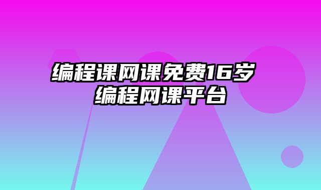 编程课网课免费16岁 编程网课平台