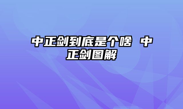 中正剑到底是个啥 中正剑图解
