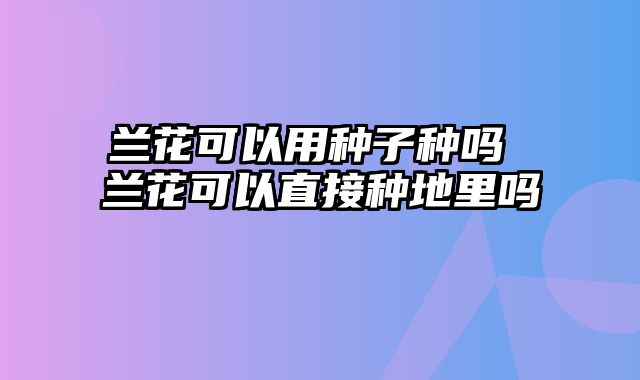 兰花可以用种子种吗 兰花可以直接种地里吗