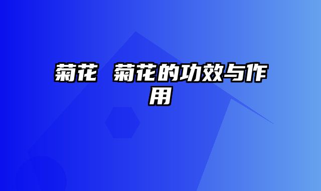 菊花 菊花的功效与作用