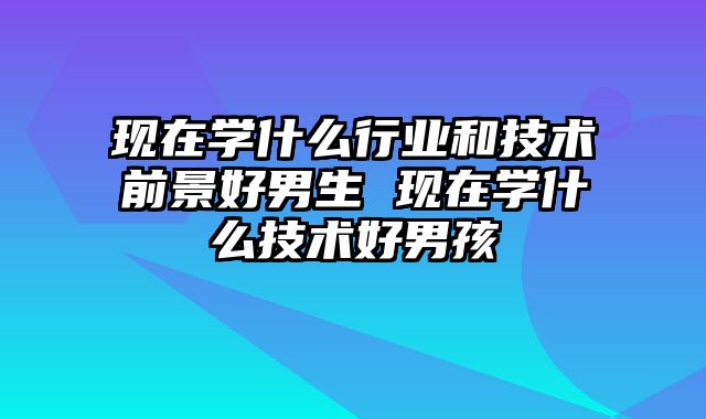 现在学什么行业和技术前景好男生 现在学什么技术好男孩