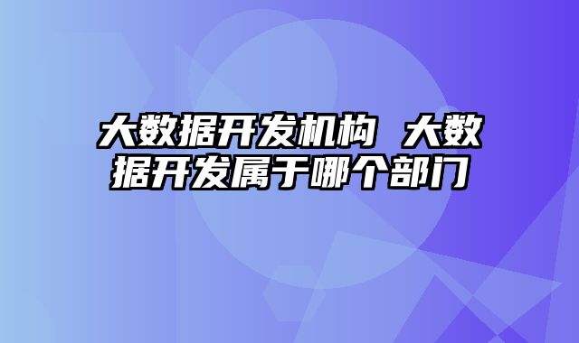 大数据开发机构 大数据开发属于哪个部门