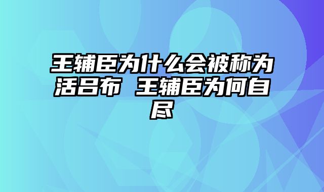 王辅臣为什么会被称为活吕布 王辅臣为何自尽