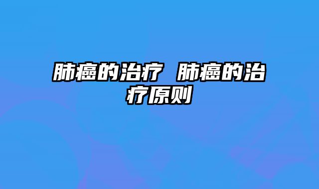 肺癌的治疗 肺癌的治疗原则