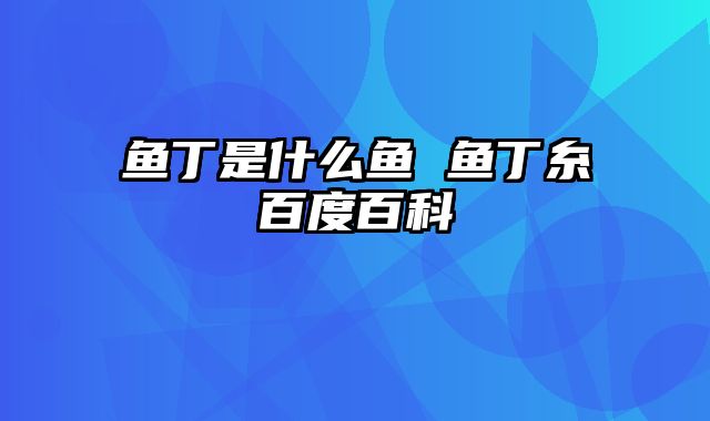 鱼丁是什么鱼 鱼丁糸百度百科