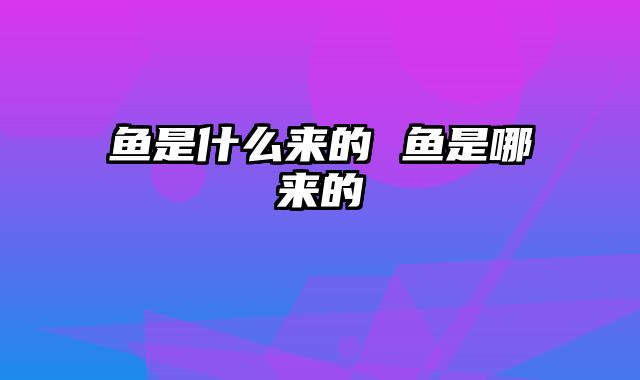 鱼是什么来的 鱼是哪来的