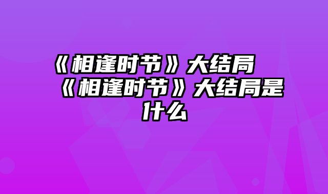 《相逢时节》大结局 《相逢时节》大结局是什么