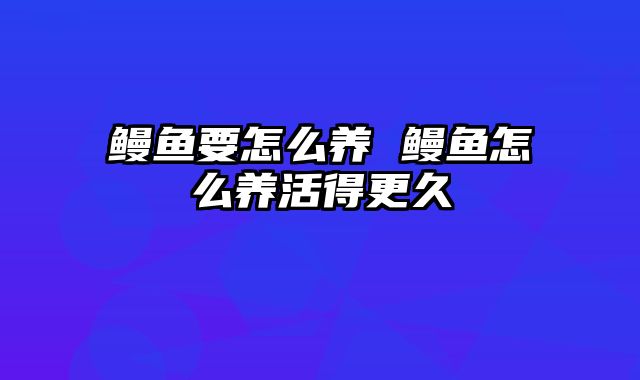 鳗鱼要怎么养 鳗鱼怎么养活得更久