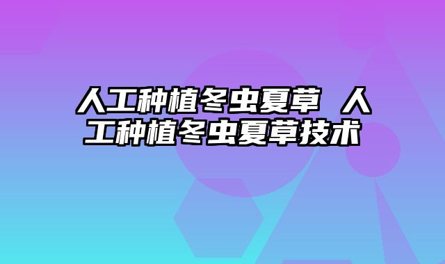 人工种植冬虫夏草 人工种植冬虫夏草技术