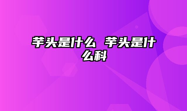 芋头是什么 芋头是什么科