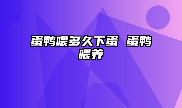 蛋鸭喂多久下蛋 蛋鸭喂养