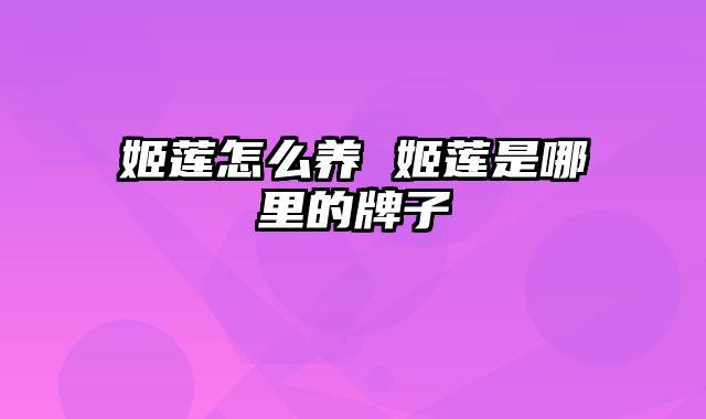姬莲怎么养 姬莲是哪里的牌子