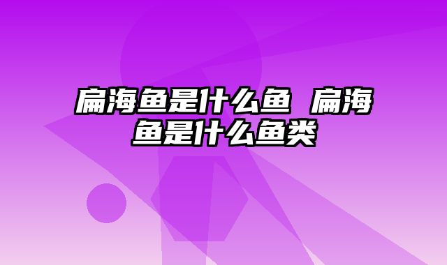 扁海鱼是什么鱼 扁海鱼是什么鱼类