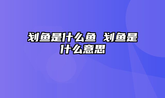 划鱼是什么鱼 划鱼是什么意思