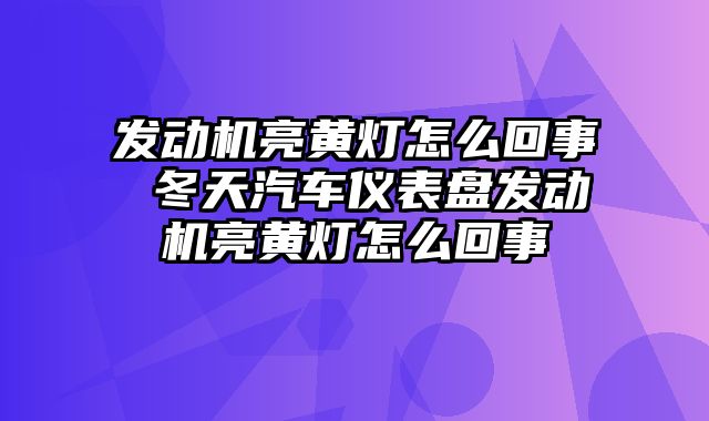 发动机亮黄灯怎么回事 冬天汽车仪表盘发动机亮黄灯怎么回事