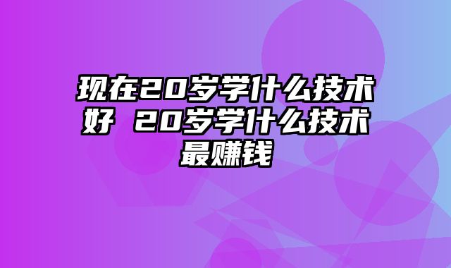 现在20岁学什么技术好 20岁学什么技术最赚钱