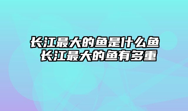 长江最大的鱼是什么鱼 长江最大的鱼有多重