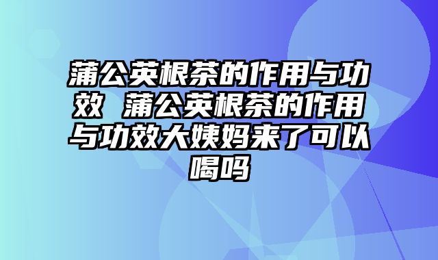 蒲公英根茶的作用与功效 蒲公英根茶的作用与功效大姨妈来了可以喝吗