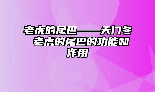 老虎的尾巴——天门冬 老虎的尾巴的功能和作用