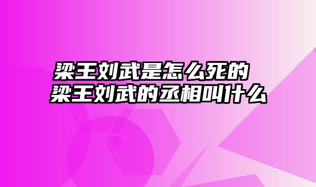 梁王刘武是怎么死的 梁王刘武的丞相叫什么