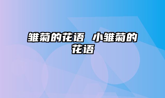 雏菊的花语 小雏菊的花语