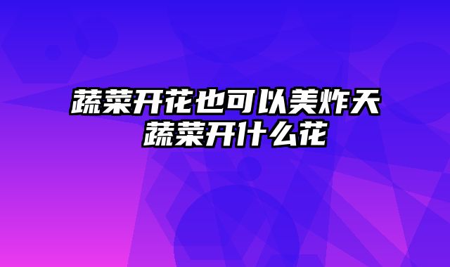 蔬菜开花也可以美炸天 蔬菜开什么花
