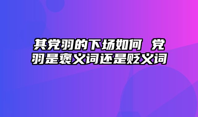 其党羽的下场如何 党羽是褒义词还是贬义词
