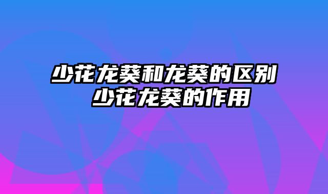 少花龙葵和龙葵的区别 少花龙葵的作用