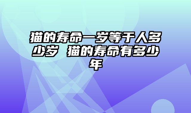 猫的寿命一岁等于人多少岁 猫的寿命有多少年