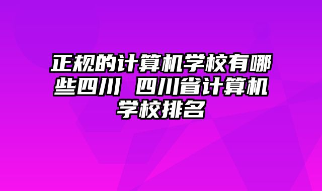 正规的计算机学校有哪些四川 四川省计算机学校排名
