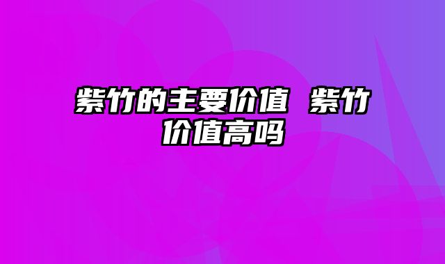 紫竹的主要价值 紫竹价值高吗