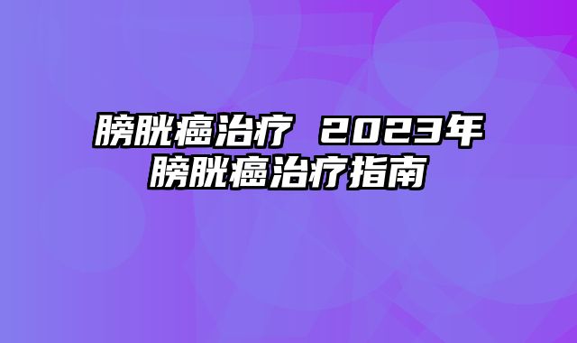 膀胱癌治疗 2023年膀胱癌治疗指南